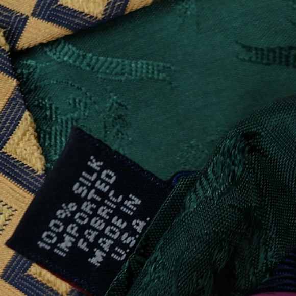 Tommy Hilfiger men's tie in gold and blue colors - Picture 2 of 6